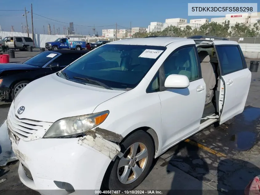 2015 Toyota Sienna Le 8 Passenger VIN: 5TDKK3DC5FS585298 Lot: 40587487