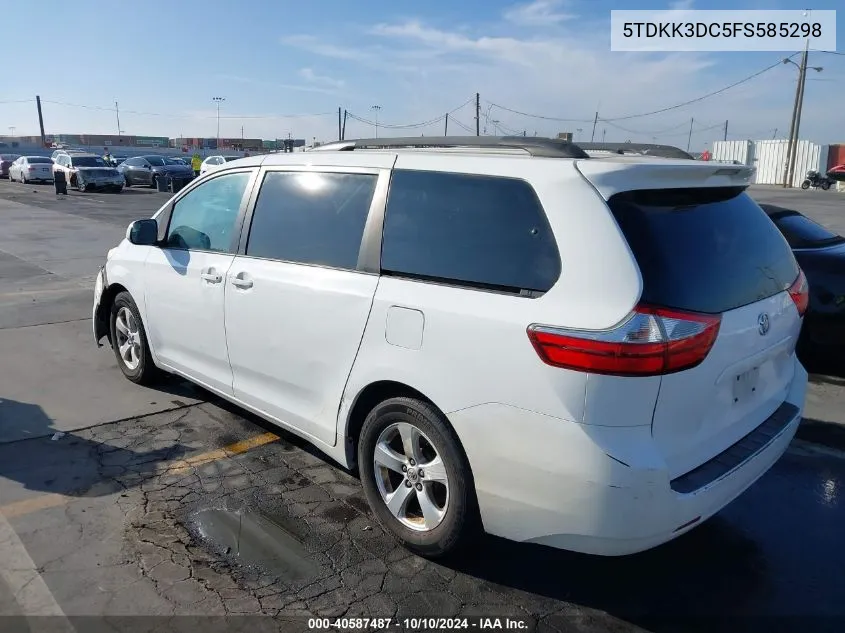 2015 Toyota Sienna Le 8 Passenger VIN: 5TDKK3DC5FS585298 Lot: 40587487