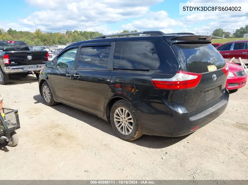 2015 Toyota Sienna Xle 8 Passenger VIN: 5TDYK3DC8FS604002 Lot: 40596111