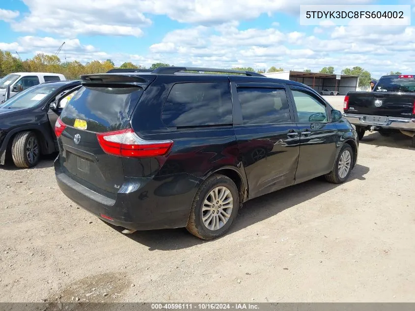 2015 Toyota Sienna Xle 8 Passenger VIN: 5TDYK3DC8FS604002 Lot: 40596111