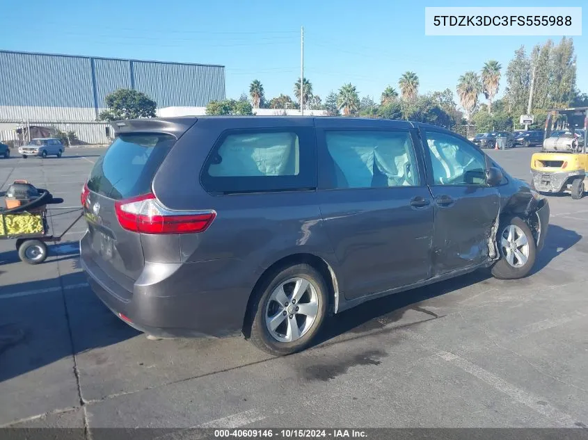 2015 Toyota Sienna L 7 Passenger VIN: 5TDZK3DC3FS555988 Lot: 40609146