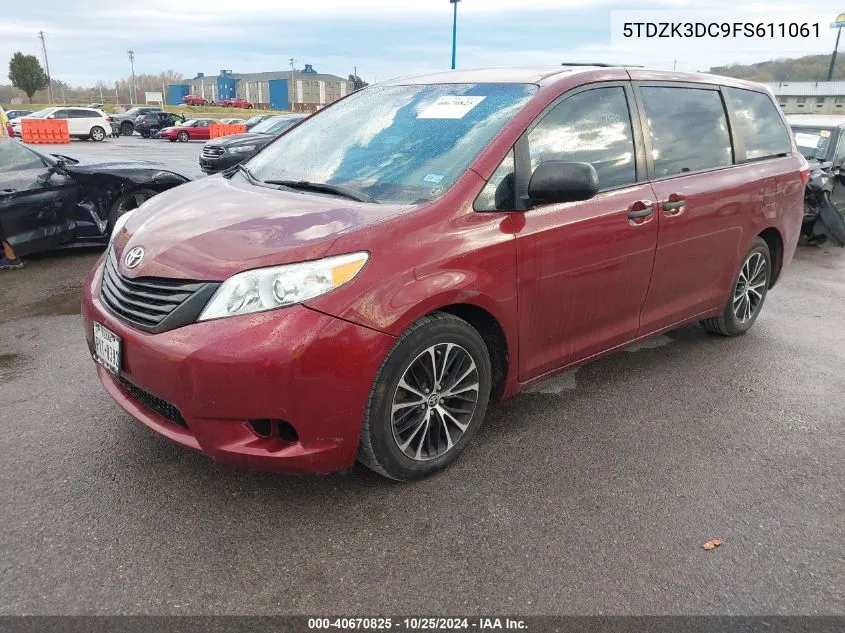 2015 Toyota Sienna L 7 Passenger VIN: 5TDZK3DC9FS611061 Lot: 40670825