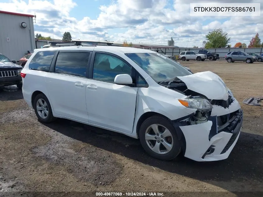 2015 Toyota Sienna Le 8 Passenger VIN: 5TDKK3DC7FS586761 Lot: 40677069