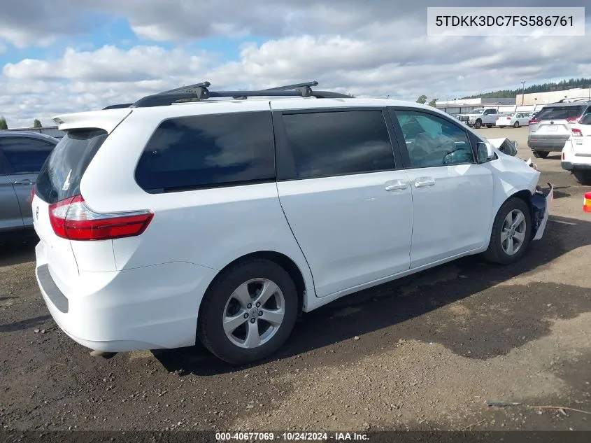 2015 Toyota Sienna Le 8 Passenger VIN: 5TDKK3DC7FS586761 Lot: 40677069