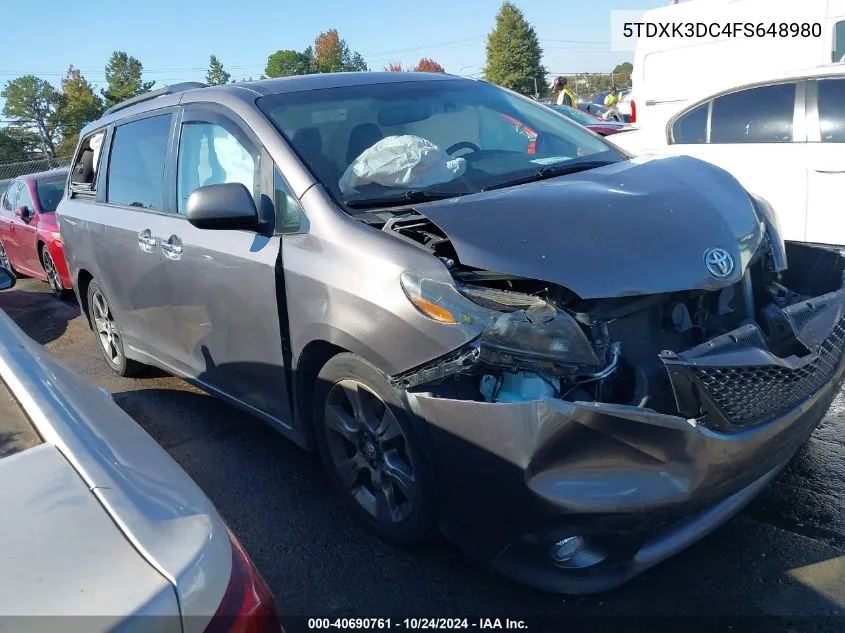 5TDXK3DC4FS648980 2015 Toyota Sienna Se 8 Passenger