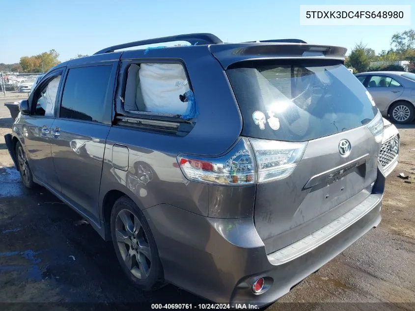 5TDXK3DC4FS648980 2015 Toyota Sienna Se 8 Passenger