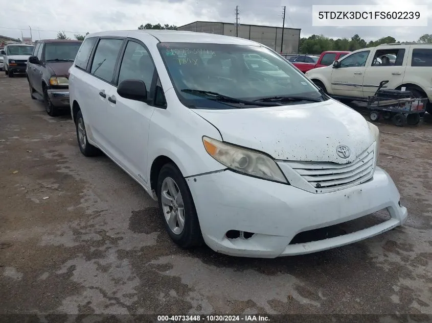 2015 Toyota Sienna L 7 Passenger VIN: 5TDZK3DC1FS602239 Lot: 40733448