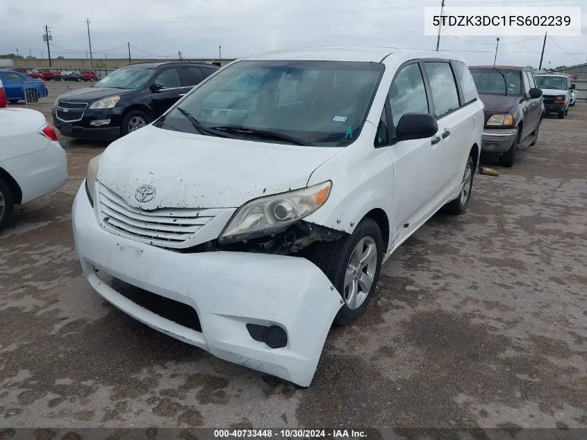 2015 Toyota Sienna L 7 Passenger VIN: 5TDZK3DC1FS602239 Lot: 40733448