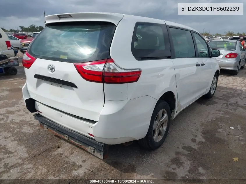 2015 Toyota Sienna L 7 Passenger VIN: 5TDZK3DC1FS602239 Lot: 40733448