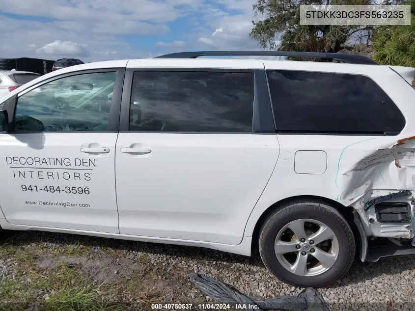 2015 Toyota Sienna Le 8 Passenger VIN: 5TDKK3DC3FS563235 Lot: 40750537