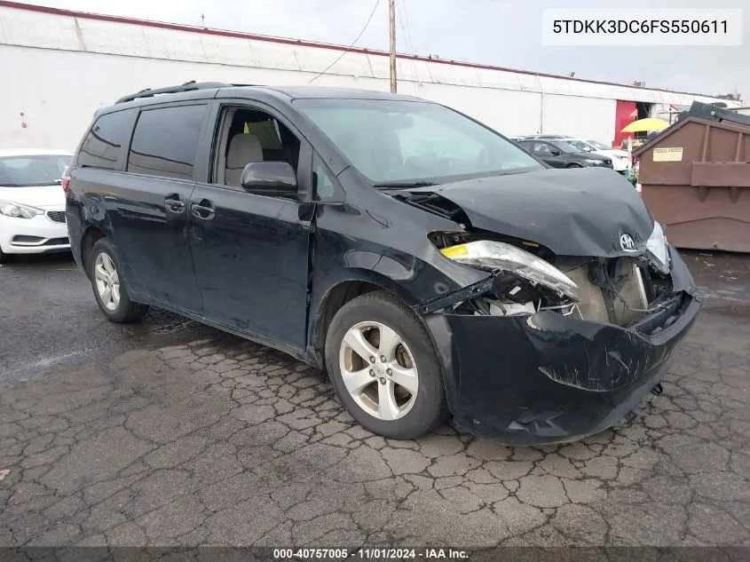 2015 Toyota Sienna Le 8 Passenger VIN: 5TDKK3DC6FS550611 Lot: 40757005