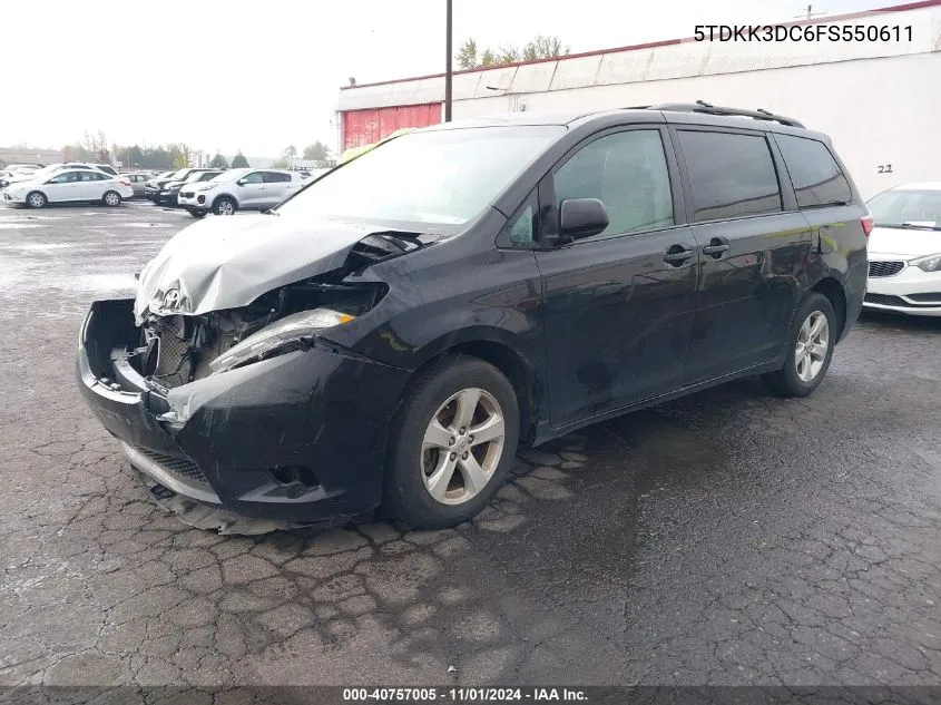 2015 Toyota Sienna Le 8 Passenger VIN: 5TDKK3DC6FS550611 Lot: 40757005