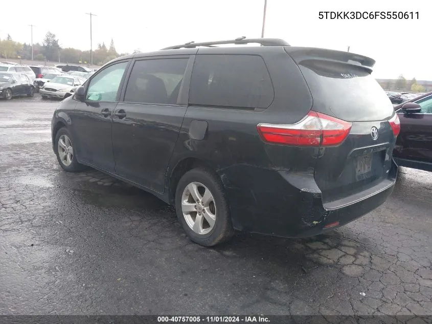 2015 Toyota Sienna Le 8 Passenger VIN: 5TDKK3DC6FS550611 Lot: 40757005