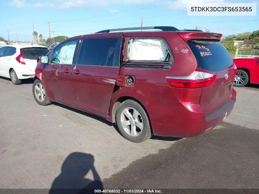 2015 Toyota Sienna Le 7 Passenger/Le 8 Passenger VIN: 5TDKK3DC3FS653565 Lot: 40768032