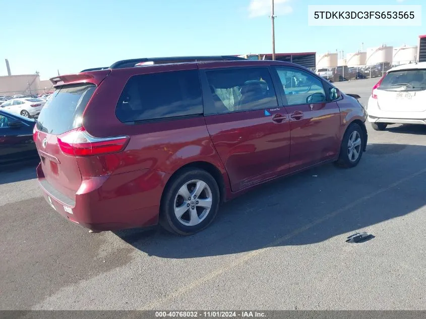 2015 Toyota Sienna Le 7 Passenger/Le 8 Passenger VIN: 5TDKK3DC3FS653565 Lot: 40768032