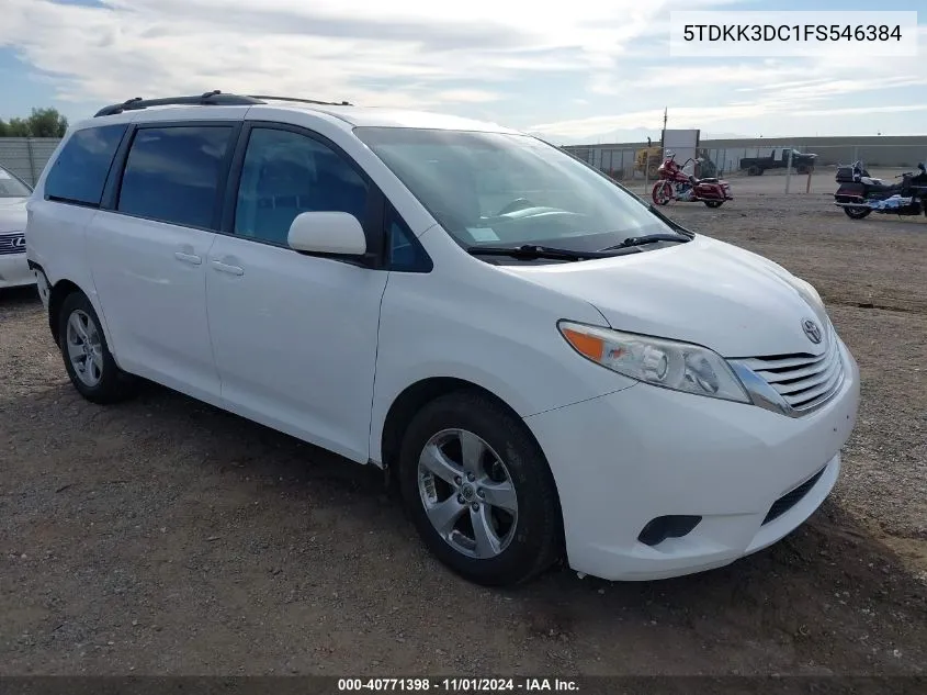 2015 Toyota Sienna Le 8 Passenger VIN: 5TDKK3DC1FS546384 Lot: 40771398