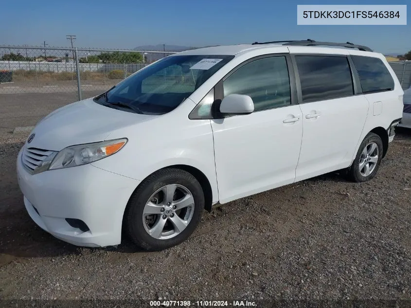 2015 Toyota Sienna Le 8 Passenger VIN: 5TDKK3DC1FS546384 Lot: 40771398