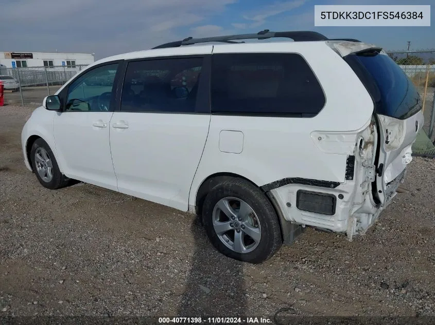 2015 Toyota Sienna Le 8 Passenger VIN: 5TDKK3DC1FS546384 Lot: 40771398