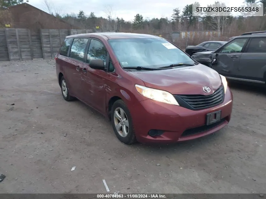 2015 Toyota Sienna L 7 Passenger VIN: 5TDZK3DC2FS665348 Lot: 40784963