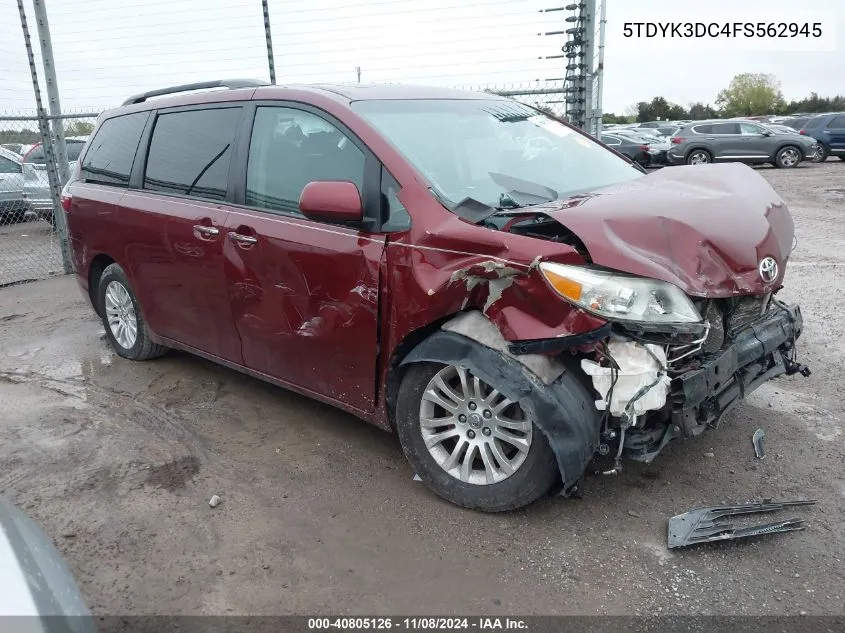 2015 Toyota Sienna Xle 8 Passenger VIN: 5TDYK3DC4FS562945 Lot: 40805126