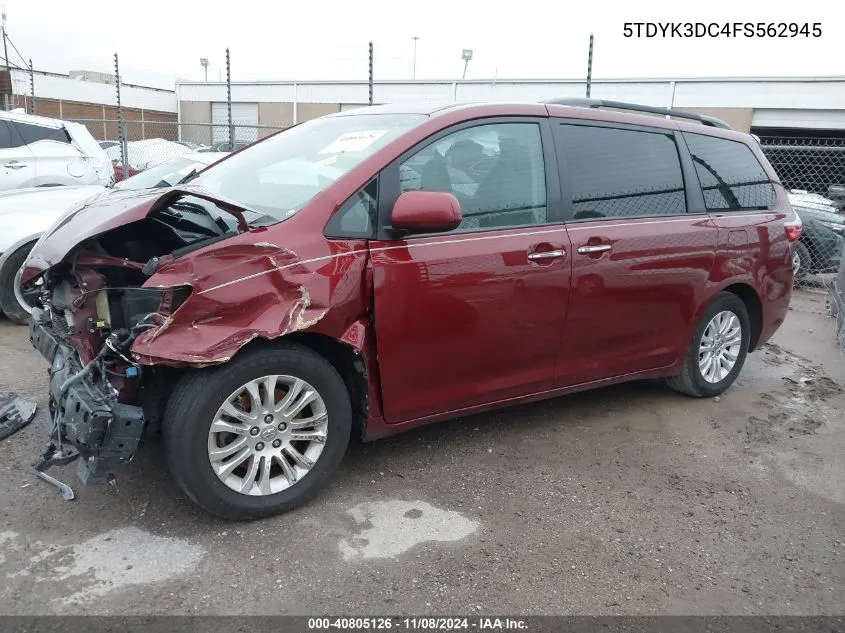 2015 Toyota Sienna Xle 8 Passenger VIN: 5TDYK3DC4FS562945 Lot: 40805126