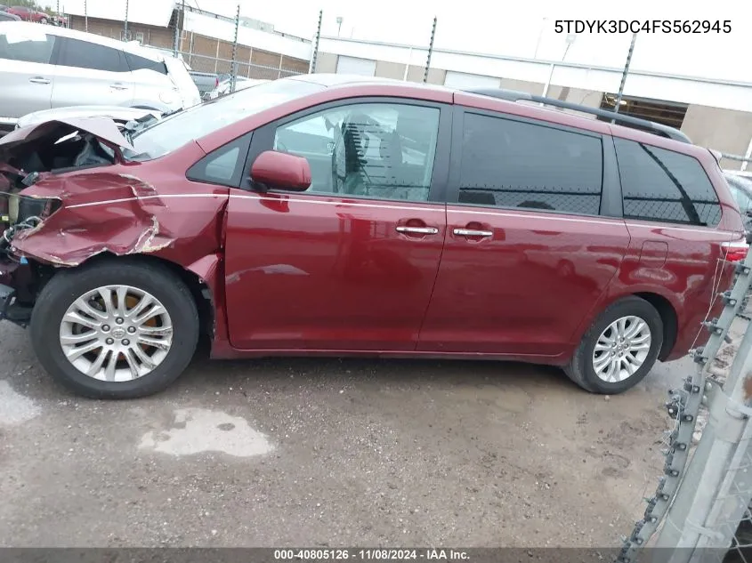 2015 Toyota Sienna Xle 8 Passenger VIN: 5TDYK3DC4FS562945 Lot: 40805126