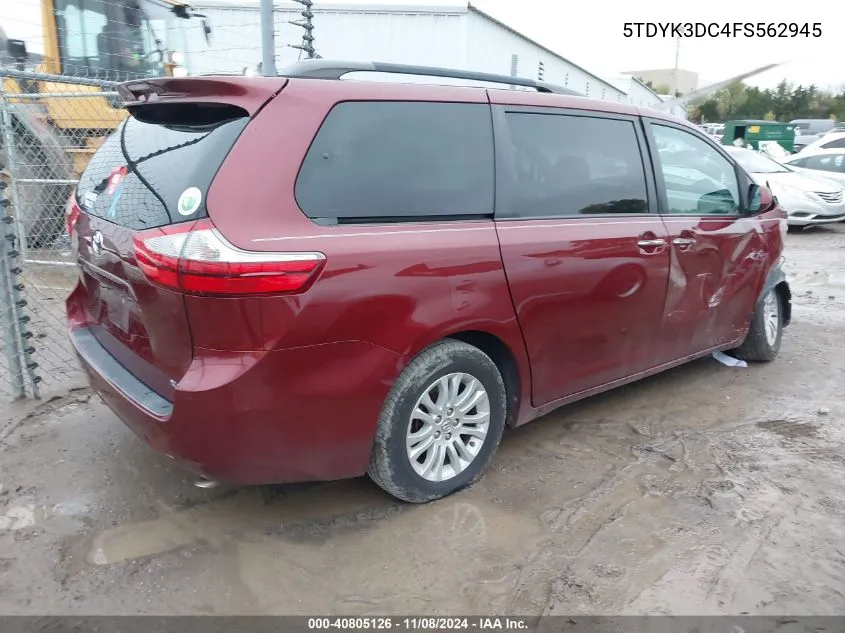 2015 Toyota Sienna Xle 8 Passenger VIN: 5TDYK3DC4FS562945 Lot: 40805126