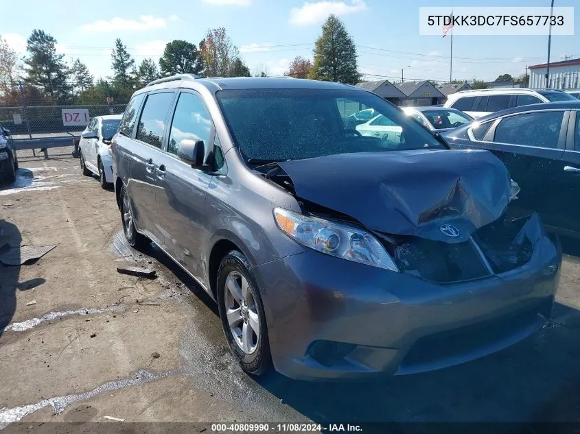 2015 Toyota Sienna Le 8 Passenger VIN: 5TDKK3DC7FS657733 Lot: 40809990