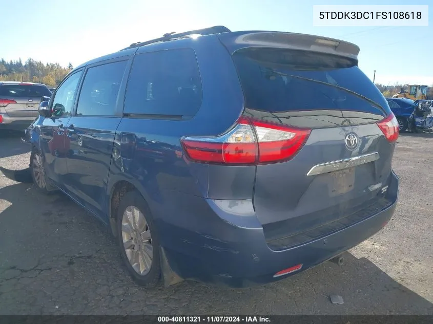 2015 Toyota Sienna Limited 7 Passenger VIN: 5TDDK3DC1FS108618 Lot: 40811321