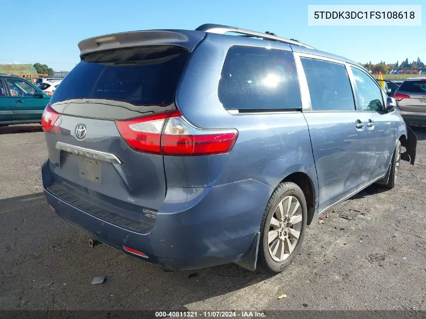 2015 Toyota Sienna Limited 7 Passenger VIN: 5TDDK3DC1FS108618 Lot: 40811321