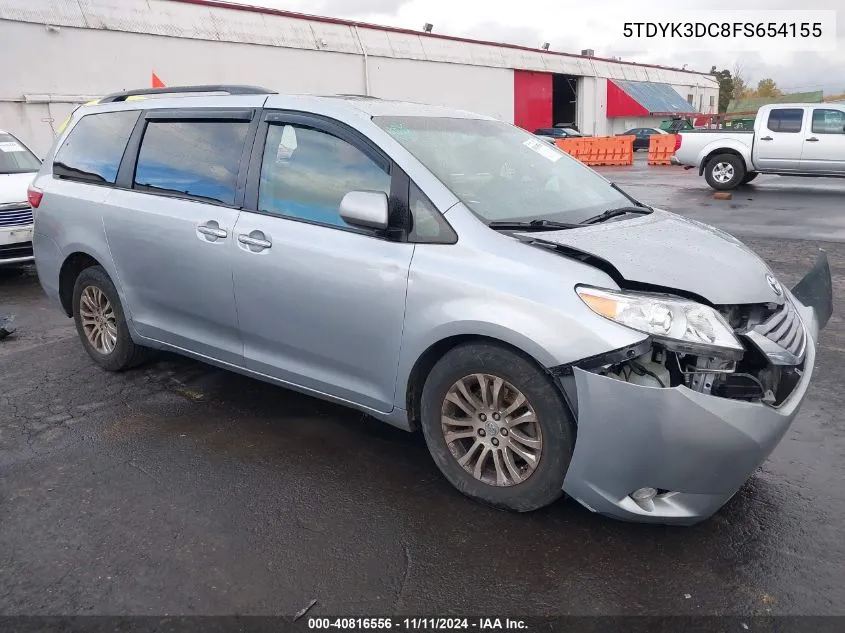 2015 Toyota Sienna Xle 8 Passenger VIN: 5TDYK3DC8FS654155 Lot: 40816556