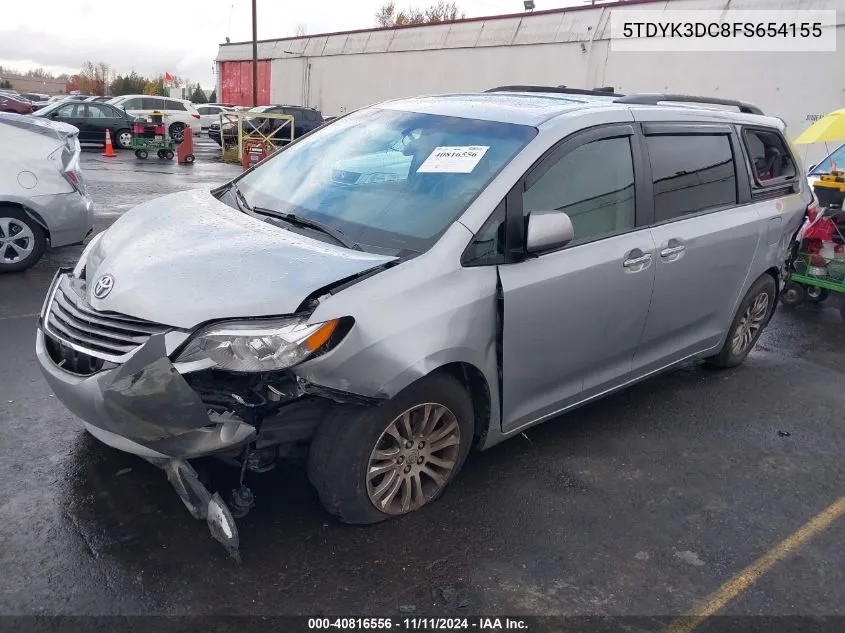 2015 Toyota Sienna Xle 8 Passenger VIN: 5TDYK3DC8FS654155 Lot: 40816556