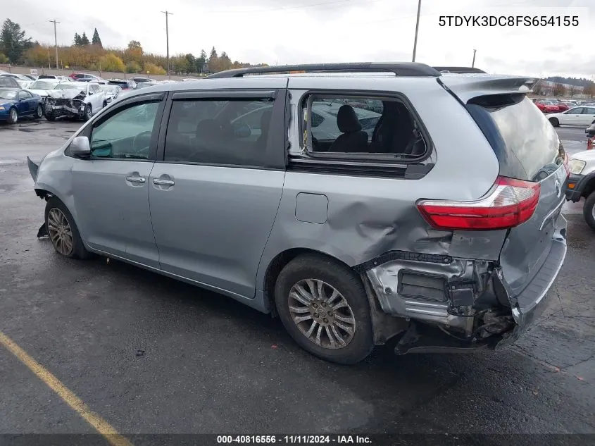 2015 Toyota Sienna Xle 8 Passenger VIN: 5TDYK3DC8FS654155 Lot: 40816556