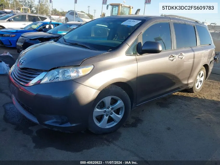 2015 Toyota Sienna Le 8 Passenger VIN: 5TDKK3DC2FS609783 Lot: 40820823