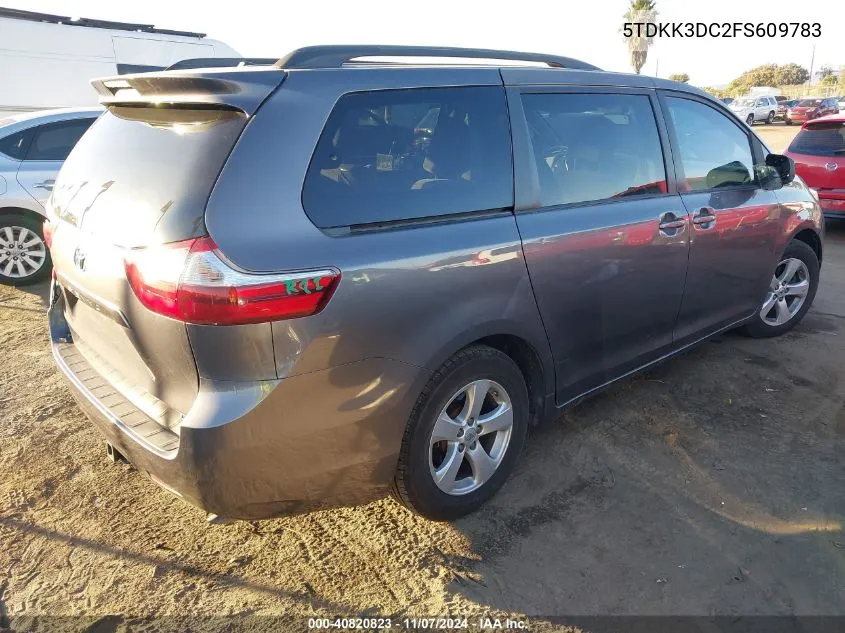 2015 Toyota Sienna Le 8 Passenger VIN: 5TDKK3DC2FS609783 Lot: 40820823