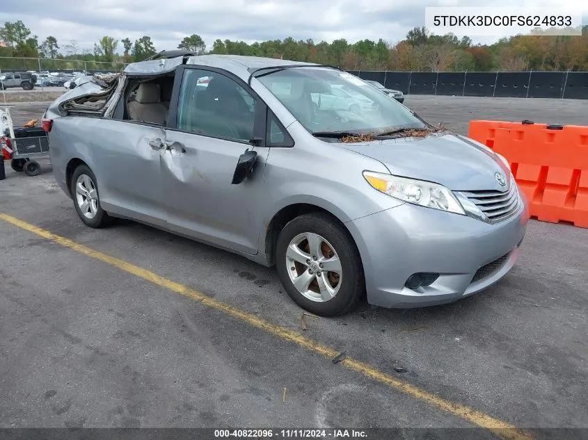 2015 Toyota Sienna Le 8 Passenger VIN: 5TDKK3DC0FS624833 Lot: 40822096