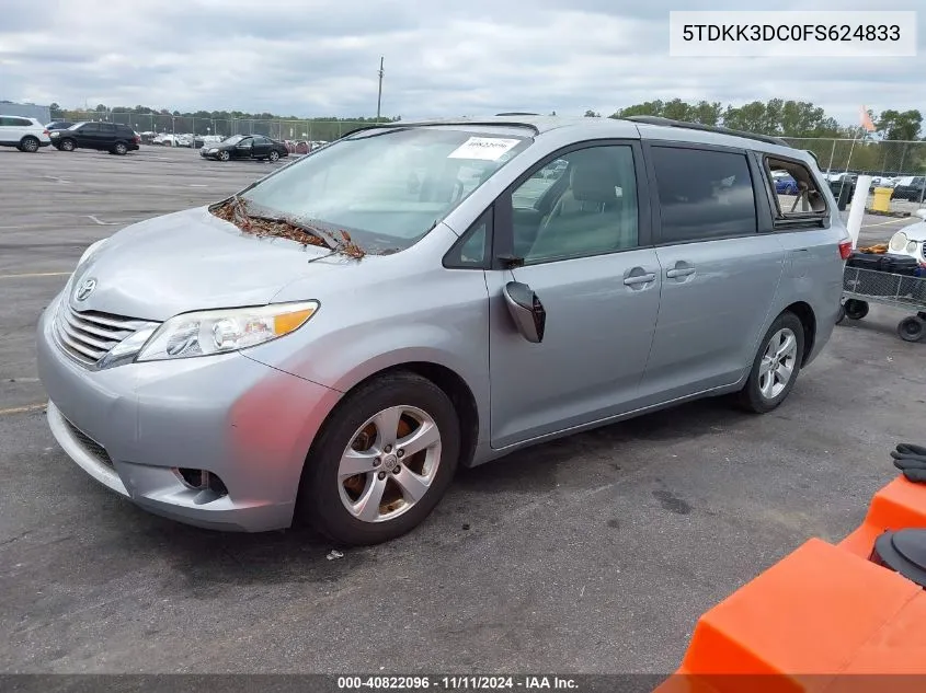 2015 Toyota Sienna Le 8 Passenger VIN: 5TDKK3DC0FS624833 Lot: 40822096