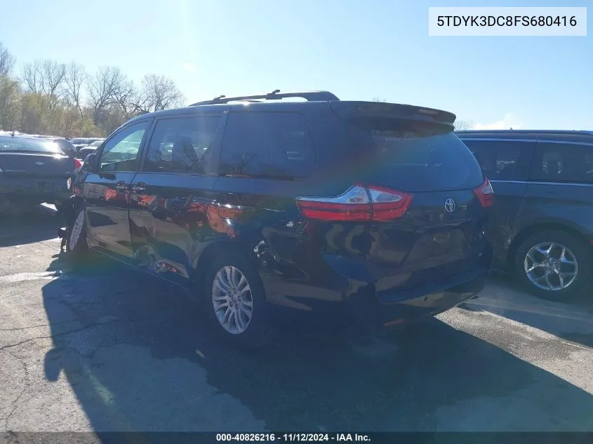 2015 Toyota Sienna Xle/Limited VIN: 5TDYK3DC8FS680416 Lot: 40826216