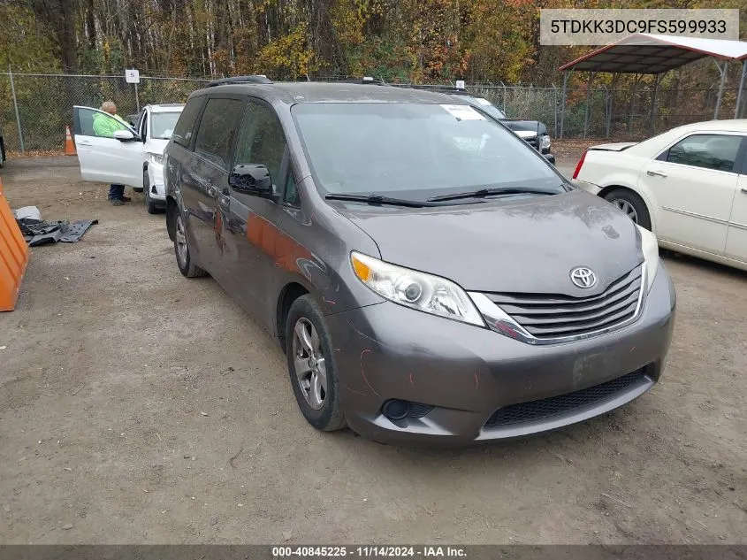 2015 Toyota Sienna Le 8 Passenger VIN: 5TDKK3DC9FS599933 Lot: 40845225