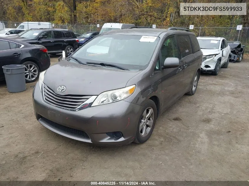 2015 Toyota Sienna Le 8 Passenger VIN: 5TDKK3DC9FS599933 Lot: 40845225