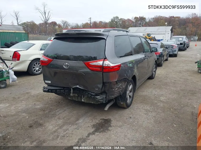 2015 Toyota Sienna Le 8 Passenger VIN: 5TDKK3DC9FS599933 Lot: 40845225