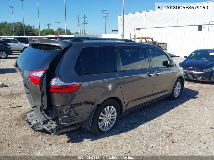 2015 Toyota Sienna Xle 8 Passenger VIN: 5TDYK3DC5FS679160 Lot: 40847384