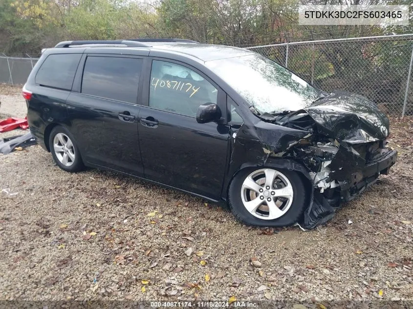 2015 Toyota Sienna Le 8 Passenger VIN: 5TDKK3DC2FS603465 Lot: 40871174