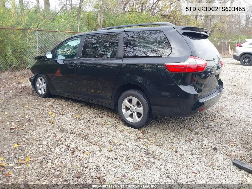 2015 Toyota Sienna Le 8 Passenger VIN: 5TDKK3DC2FS603465 Lot: 40871174