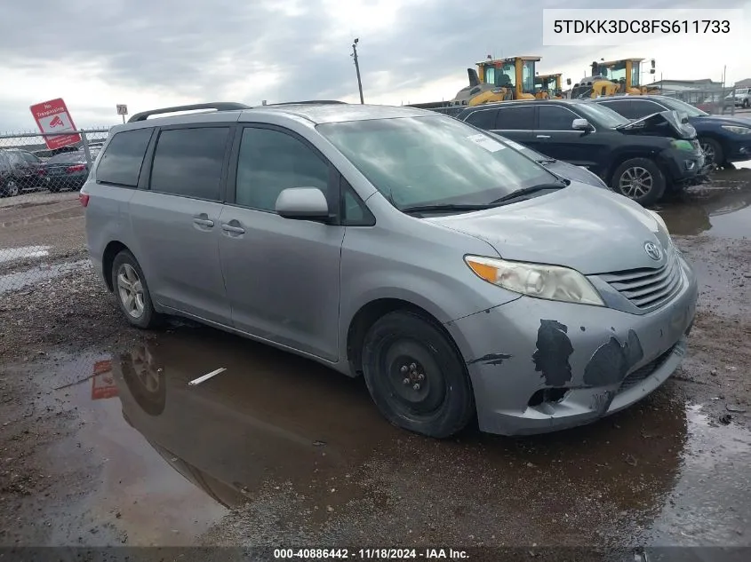 2015 Toyota Sienna Le 8 Passenger VIN: 5TDKK3DC8FS611733 Lot: 40886442