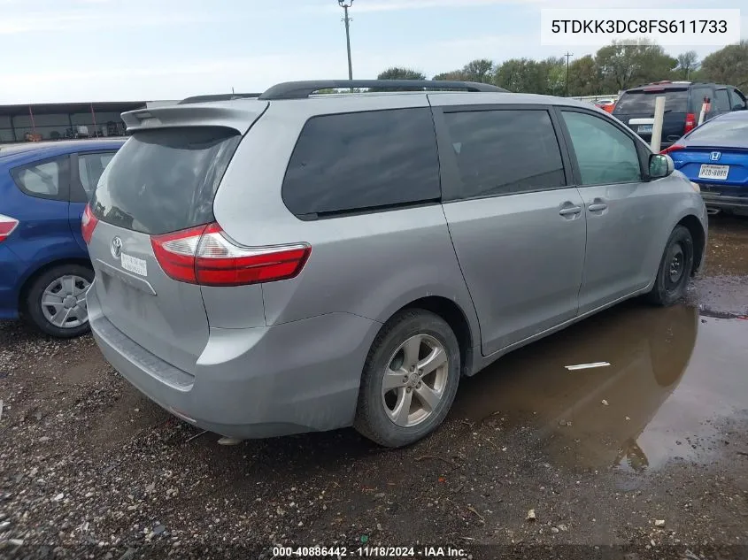 2015 Toyota Sienna Le 8 Passenger VIN: 5TDKK3DC8FS611733 Lot: 40886442