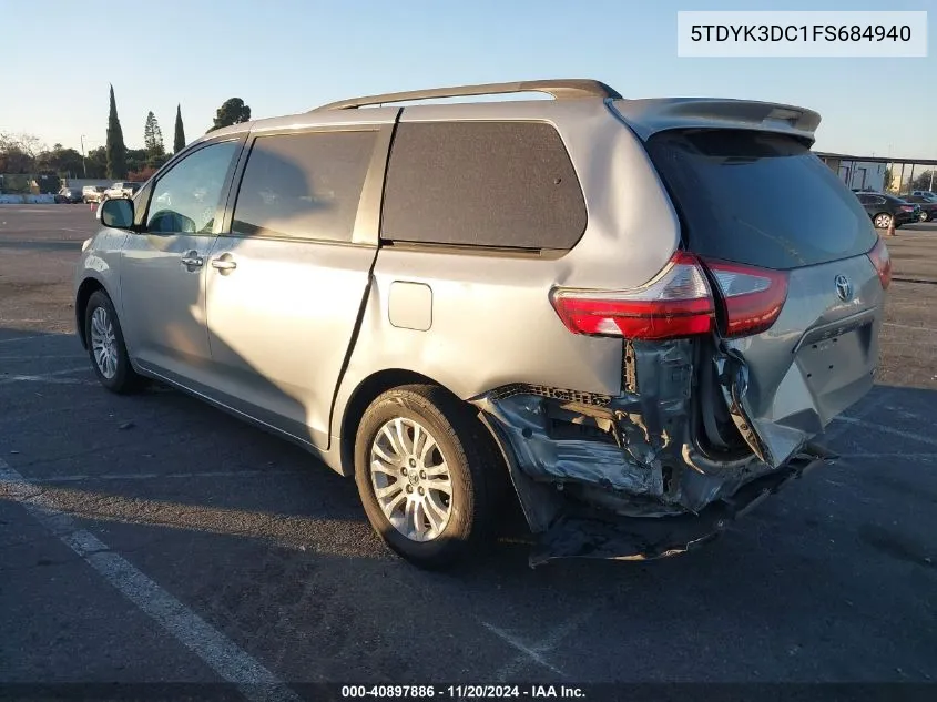 2015 Toyota Sienna Xle/Limited VIN: 5TDYK3DC1FS684940 Lot: 40897886