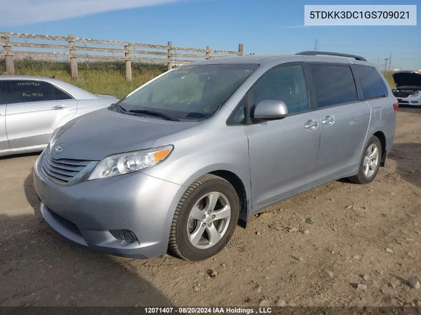 2016 Toyota Sienna Le VIN: 5TDKK3DC1GS709021 Lot: 12071407