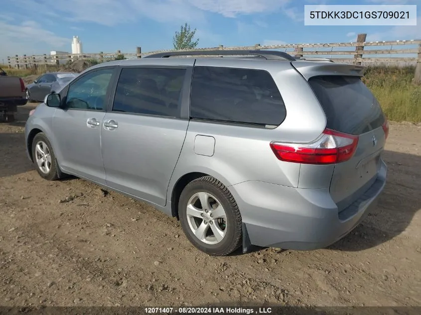 2016 Toyota Sienna Le VIN: 5TDKK3DC1GS709021 Lot: 12071407