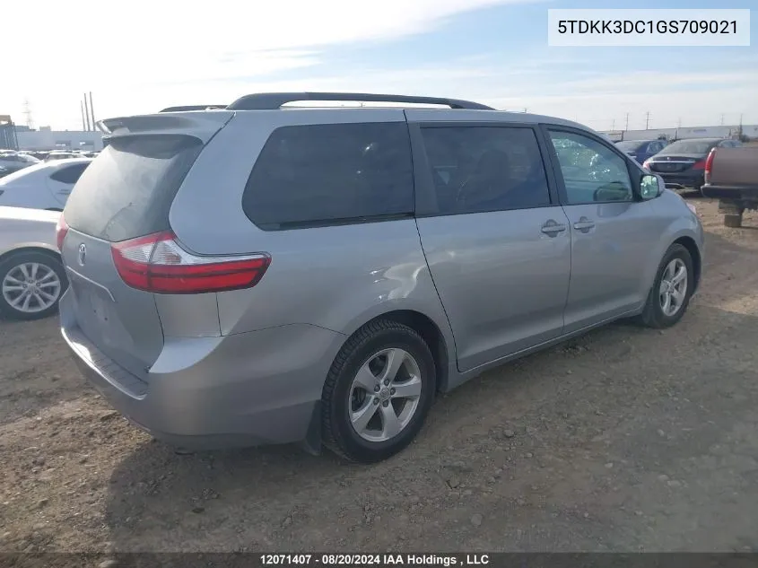 2016 Toyota Sienna Le VIN: 5TDKK3DC1GS709021 Lot: 12071407